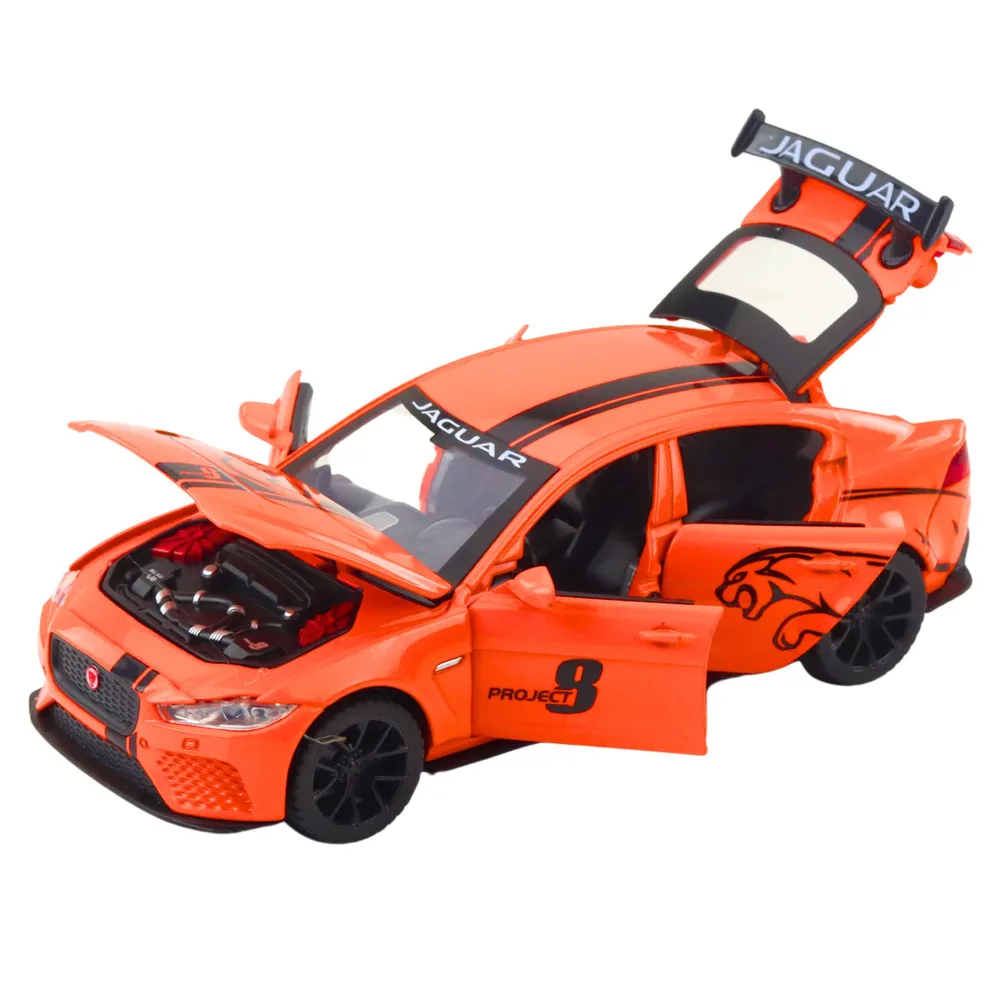 Szczegółowy, metalowy Jaguar zabawkowy z funkcją świateł i dźwięków