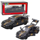 Czarny samochód sportowy metalowy z efektami świetlnymi w skali 1:32