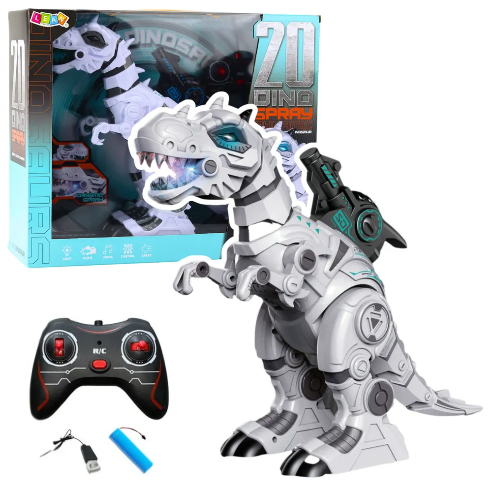 Robot dinozaur RC z efektem dymnym i światłami LED dla dzieci