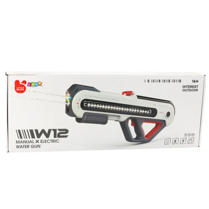 Pistolet wodny na akumulator z led, zabawka do ogrodu, szary, 60 cm