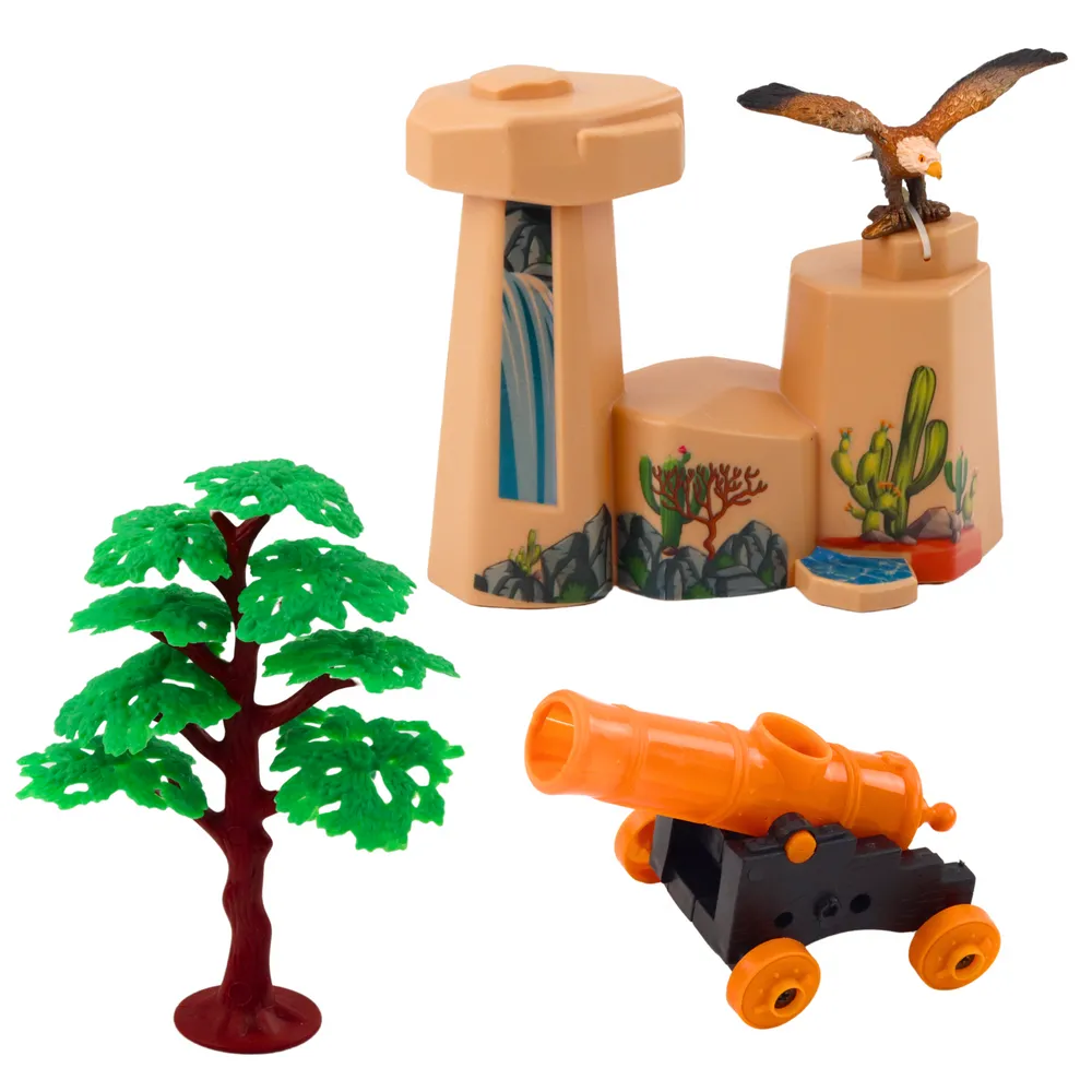 Ruchome figurki kowbojów na Dzikim Zachodzie z akcesoriami i łodzią