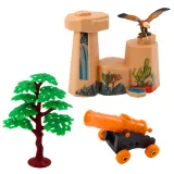 Ruchome figurki kowbojów na Dzikim Zachodzie z akcesoriami i łodzią