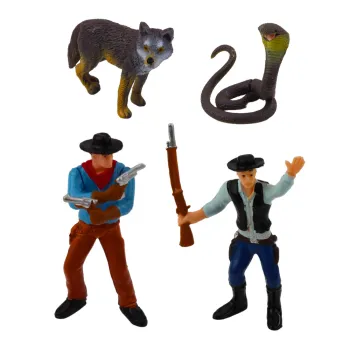 Dziecięcy komplet western: kowboje, zwierzęta oraz elementy krajobrazu