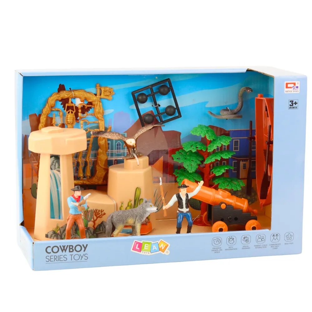 Zestaw do kreatywnej zabawy na Dzikim Zachodzie z figurkami i armatą