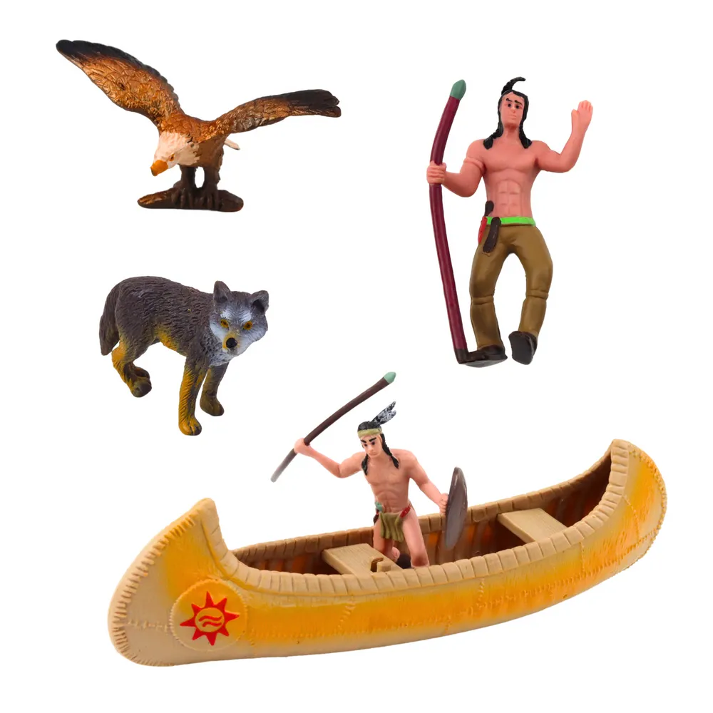 Figurki Indian, namiot tipi oraz kajak – edukacyjna zabawka dla dzieci