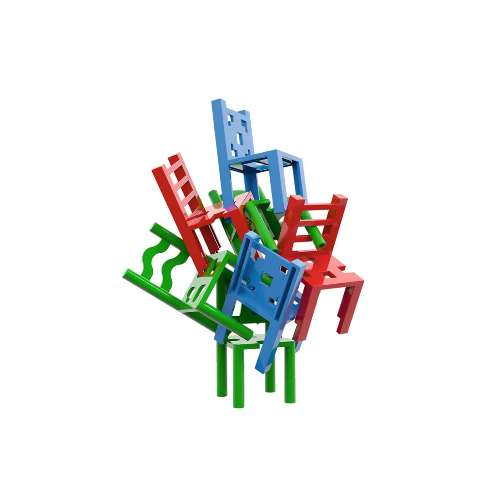 Elementy gry Mistakos Walka o stołki ułożone w wieżę