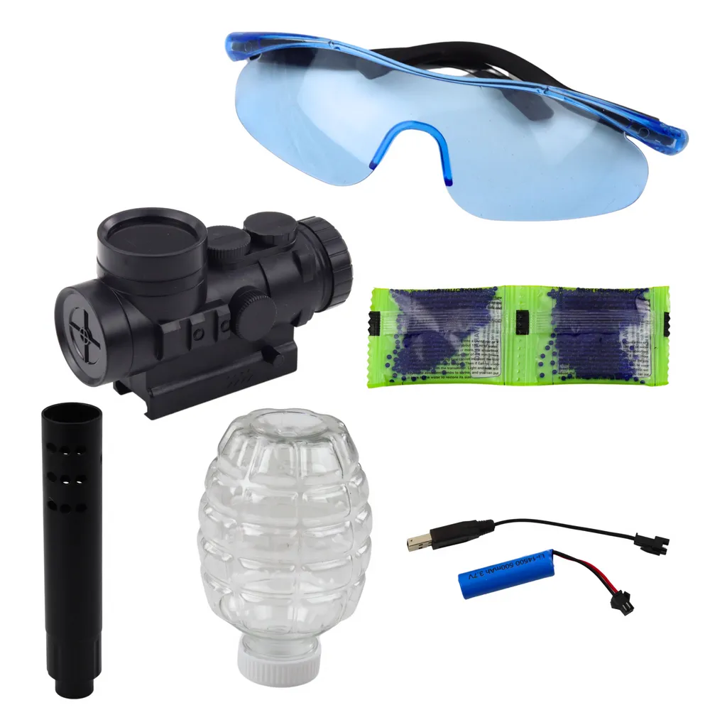 Zestaw AK47 graffiti biało-pomarańczowy z zasobnikami i okularami ochronnymi