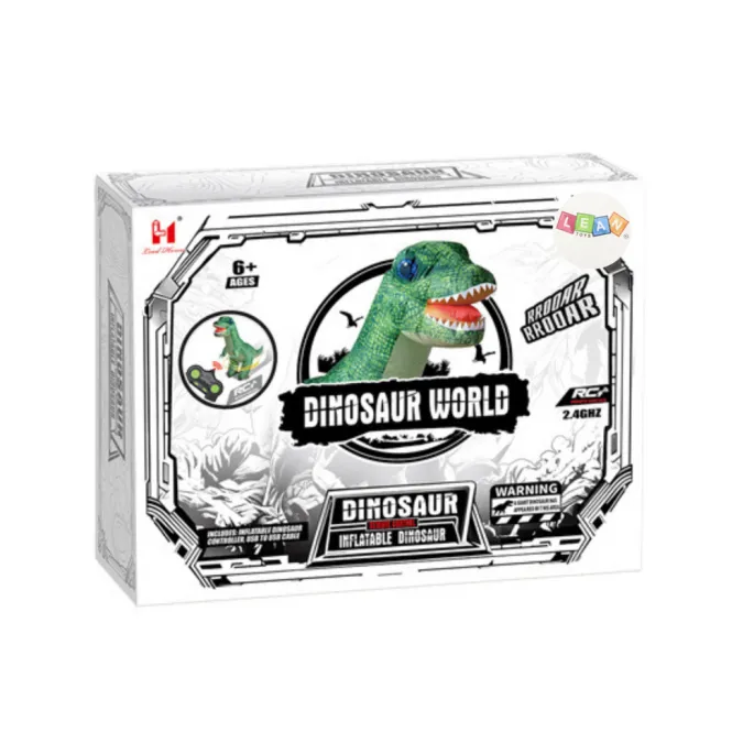 Realistyczny dmuchany dinozaur poruszający się po różnych powierzchniach