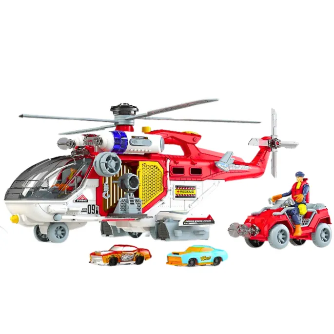 Wielofunkcyjny helikopter ratunkowy z quadzie i figurkami