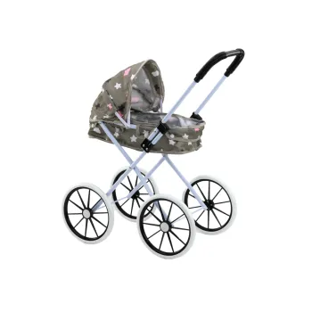 Wózek Dla Lalek Duże Koła Składany Gwiazdki Chmurki Szary 70cm