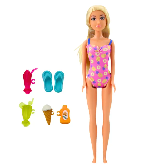 Zestaw Lalka Anlily w stroju kąpielowym z basenem i kolorowymi akcesoriami