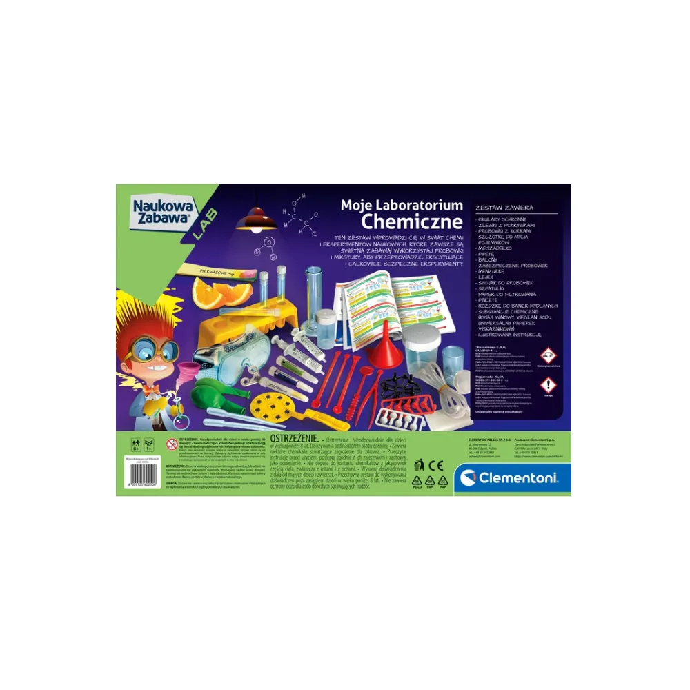 Opakowanie gry Naukowa Zabawa Moje Laboratorium Chemiczne Clementoni 60250