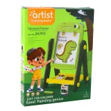 Magnetyczna tablica dinozaur na stojaku z kredą, markerami i kolorowymi magnesami