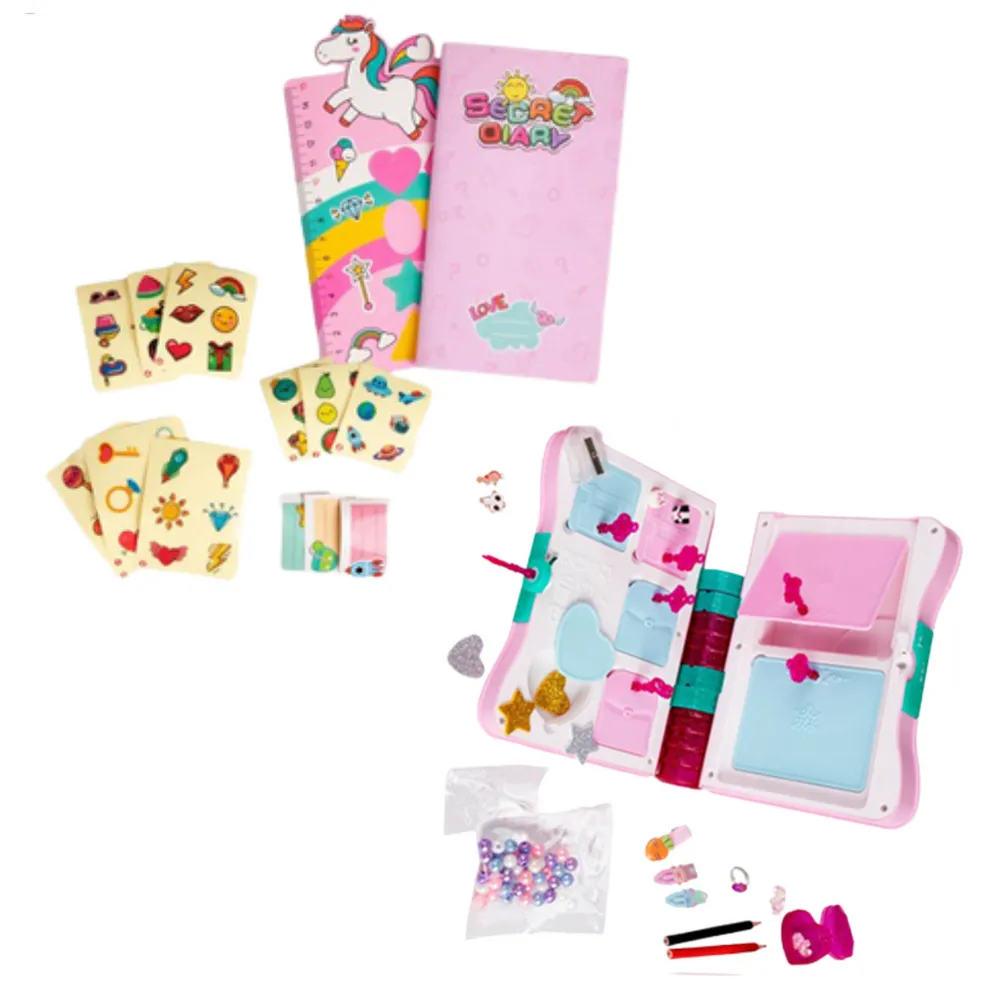 Pamiętnik na kłódkę z brokatową tubą i ukrytym kluczykiem w serduszku