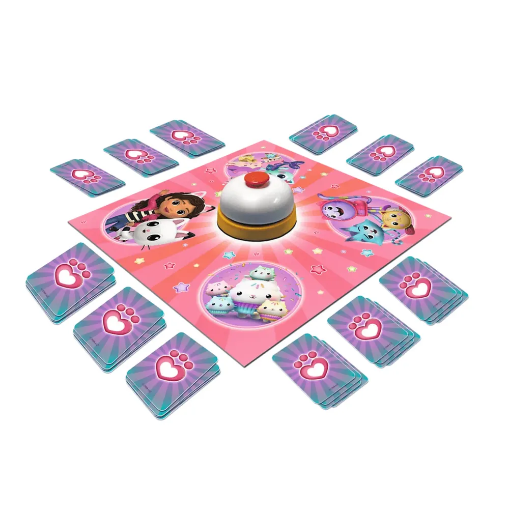 Elementy gry zręcznościowej Boom Boom Koci Domek Gabi z planszą i kartami