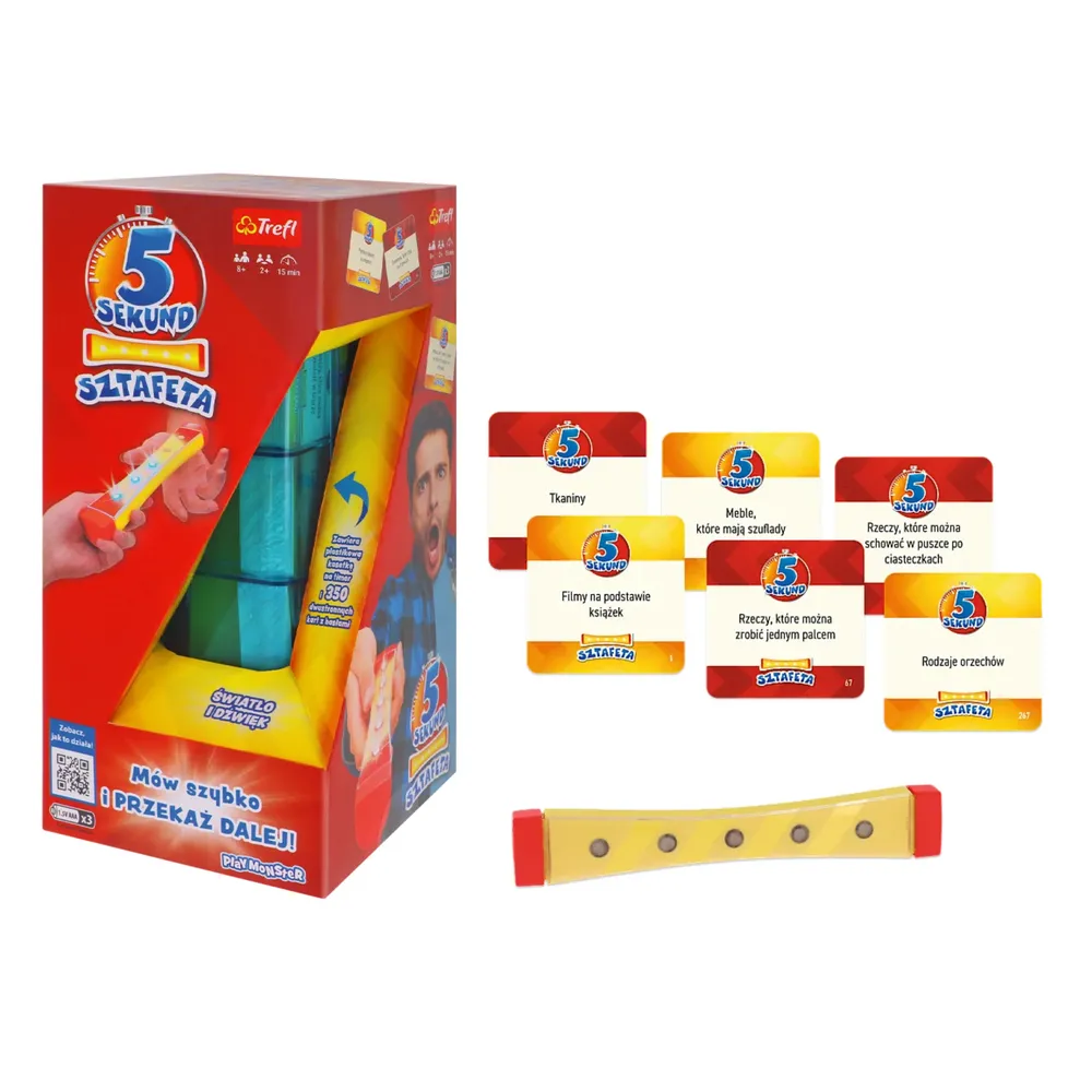 Pudełko gry 5 sekund SZTAFETA Trefl 02601 na białym tle