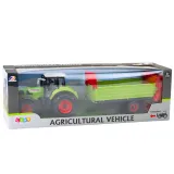 Zabawka traktor zielony z przyczepą do przewożenia klocków i akcesoriów