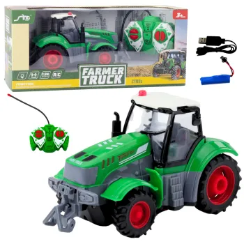 Zielony traktor rolniczy RC 1:24 z pilotem dla dzieci
