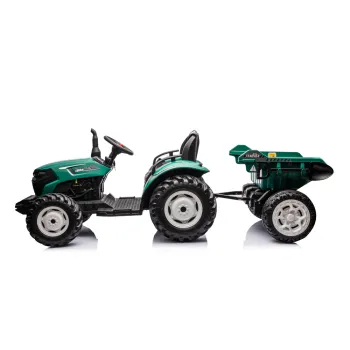 Traktor Na Akumulator HC-306 Z Przyczepą Ciemno Zielony 24V