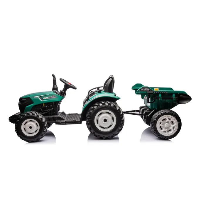 Traktor Na Akumulator HC-306 Z Przyczepą Ciemno Zielony 24V