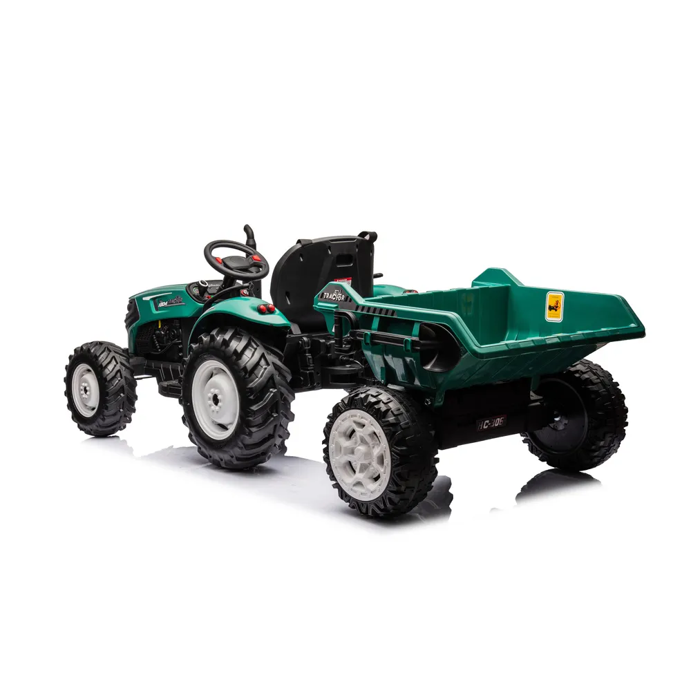 Traktor Na Akumulator HC-306 Z Przyczepą Ciemno Zielony 24V