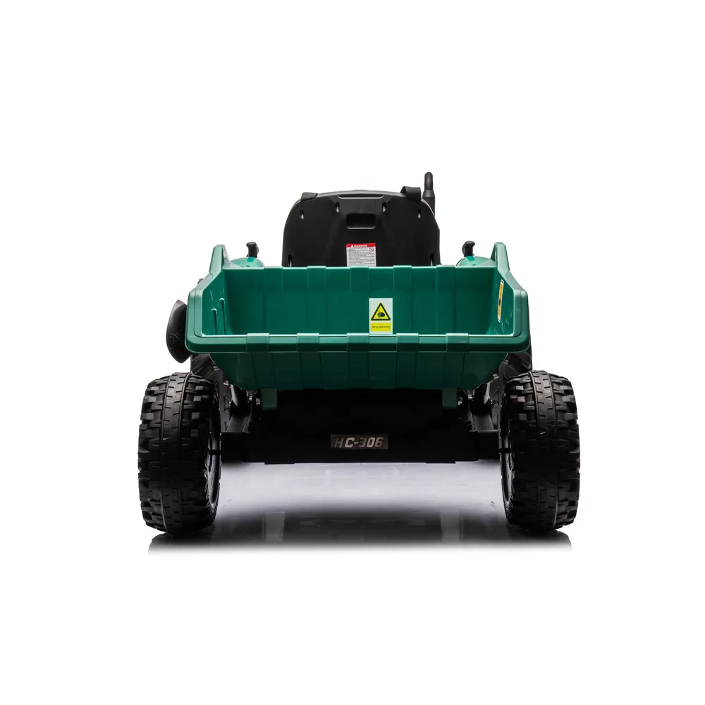 Traktor Na Akumulator HC-306 Z Przyczepą Ciemno Zielony 24V