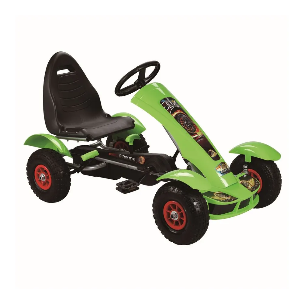 Gokart na pedały F618 Zielony z pompowanymi kołami dla dzieci