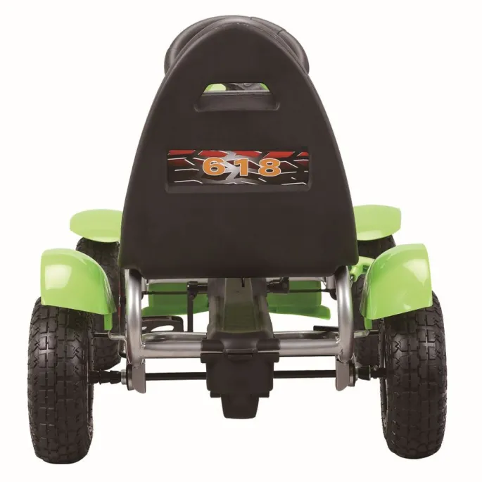 Zielony gokart na pedały dla aktywnej zabawy i rozwoju dziecka