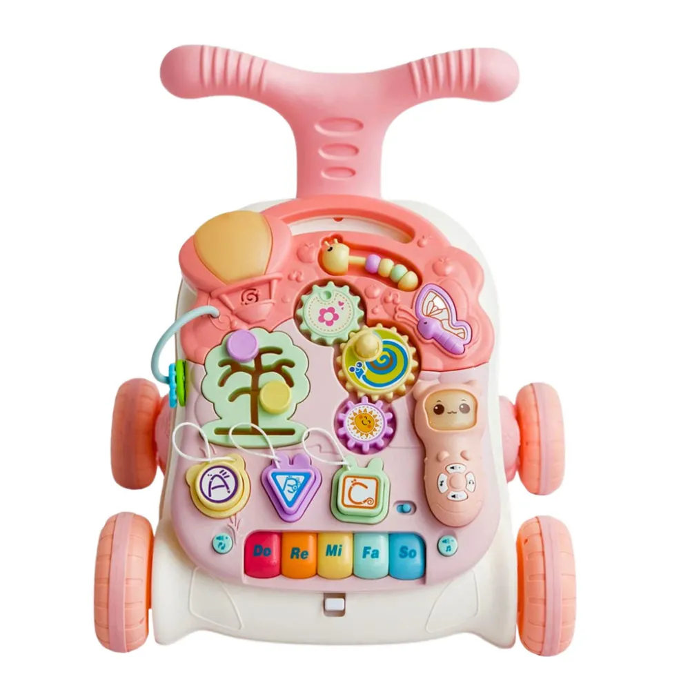 Chodzik z sorterem, stolikiem i panelem muzycznym w kolorze różowym