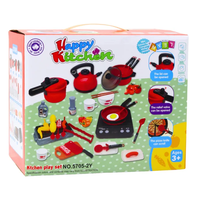 Zabawka edukacyjna – mini kuchnia z garnkami i jedzeniem, 36 elementów