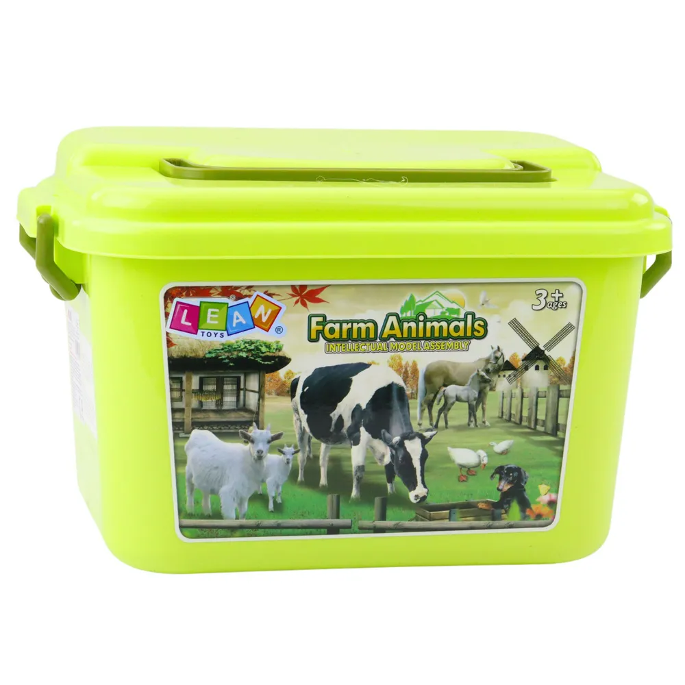 Kompletny zestaw figurek i puzzli do układania mini zagrody dla dzieci