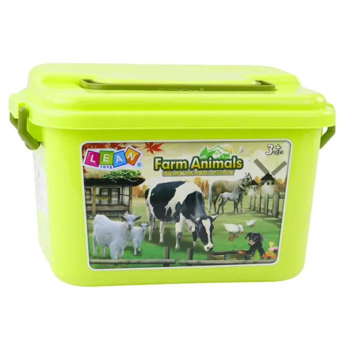 Kompletny zestaw figurek i puzzli do układania mini zagrody dla dzieci