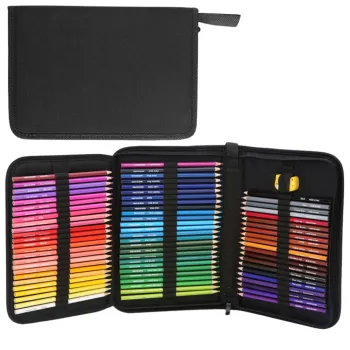 Zestaw 72 sześciokątnych kredek akwarelowych z piórnikiem i temperówką