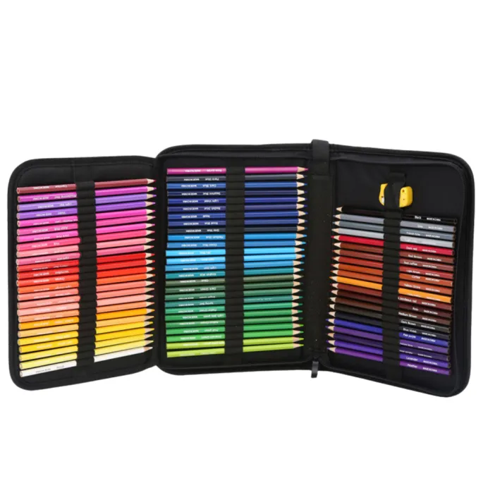 Kolorowe kredki akwarelowe w eleganckim czarnym etui na zamek