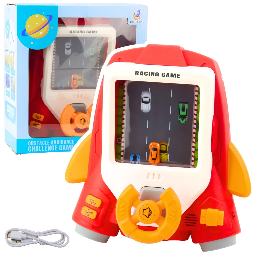 Czerwona zabawka symulator jazdy dla dzieci z kierownicą i efektami dźwiękowymi