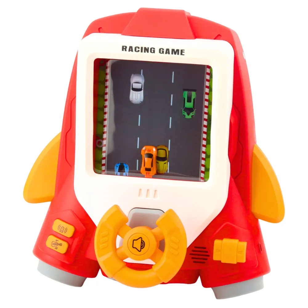 Interaktywny symulator jazdy dziecięcy z realistyczną kierownicą w kolorze czerwonym