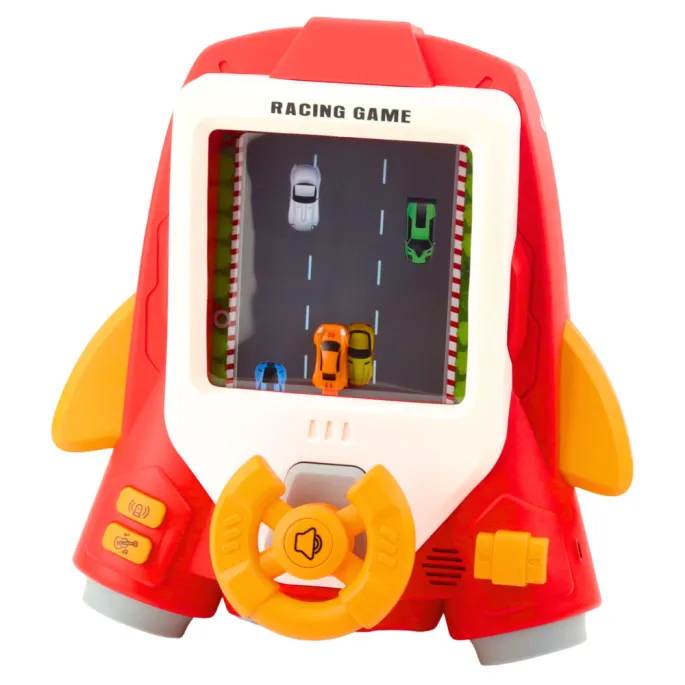 Interaktywny symulator jazdy dziecięcy z realistyczną kierownicą w kolorze czerwonym