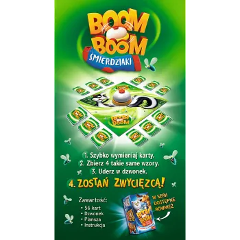 Karty Śmierdziaków i dzwonek z gry zręcznościowej Trefl