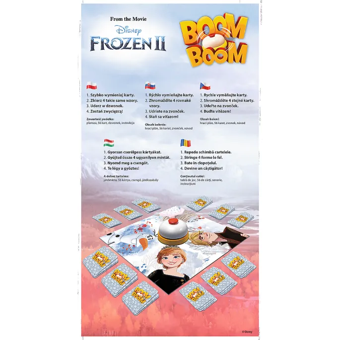 Zestaw gry zręcznościowej Boom Boom Kraina Lodu II z kartami i dzwonkiem