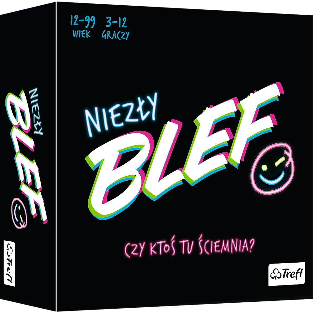 Pudełko gry towarzyskiej Niezły Blef Trefl 01975 w kolorowej oprawie