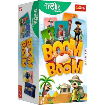 Opakowanie gry Boom Boom Rodzina Treflików marki Trefl