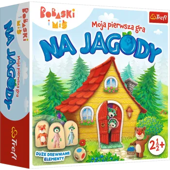 Plansza gry Na Jagody Bobaski i Miś z kolorowymi elementami dla dzieci