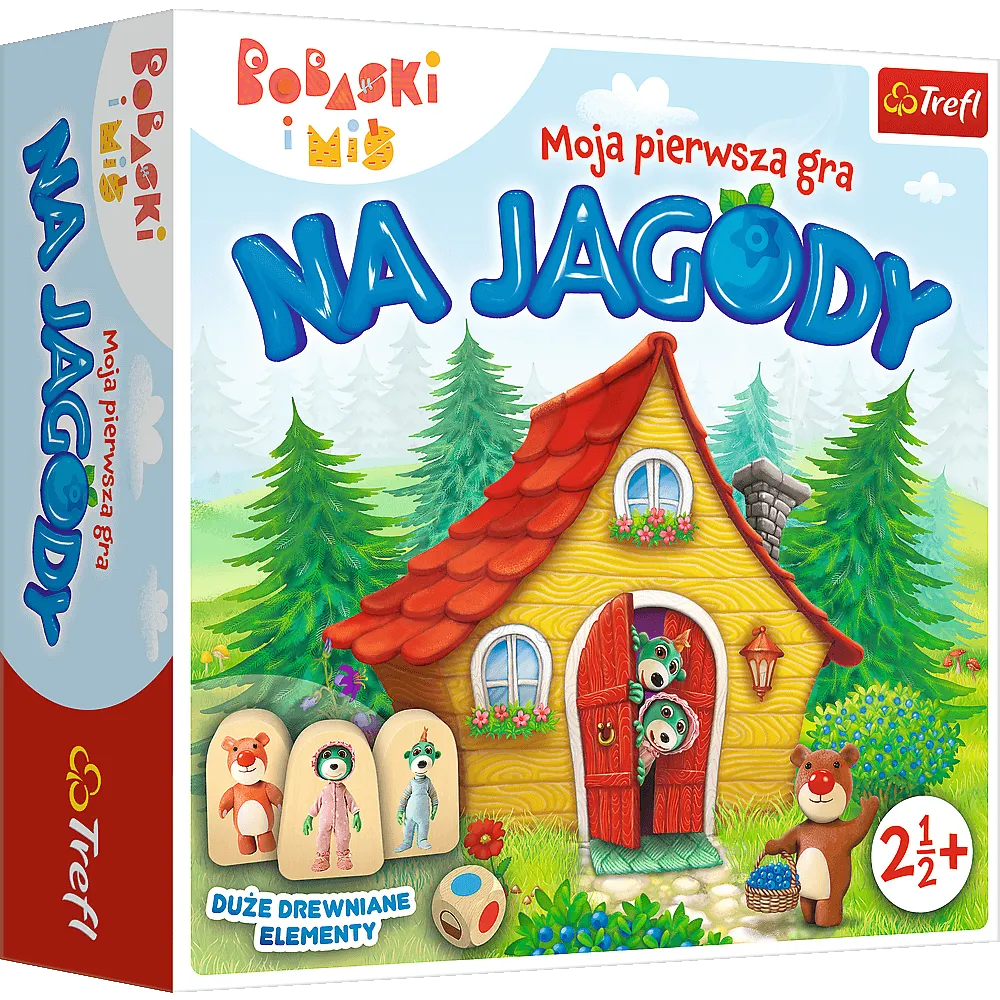 Plansza gry Na Jagody Bobaski i Miś z kolorowymi elementami dla dzieci