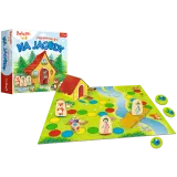 Zawartość pudełka gry: plansza, pionki, żetony jagód i instrukcja