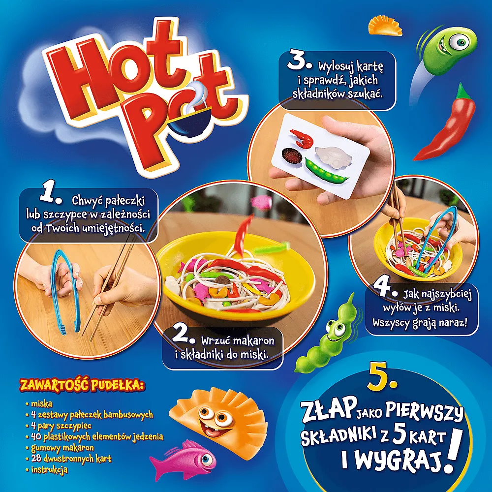 Elementy zestawu gry Hot Pot Trefl 01898 ułożone obok siebie