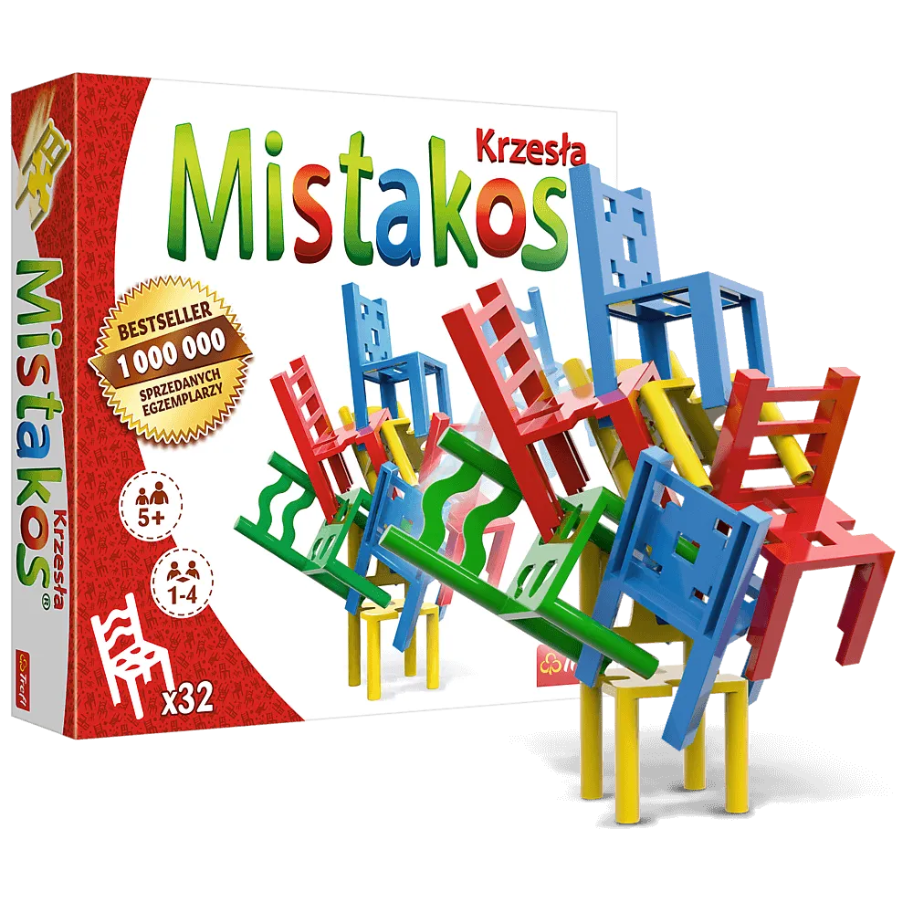 Dzieci bawiące się grą zręcznościową Mistakos Krzesła