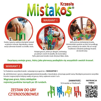 Etap układania konstrukcji z krzesełek Mistakos Trefl