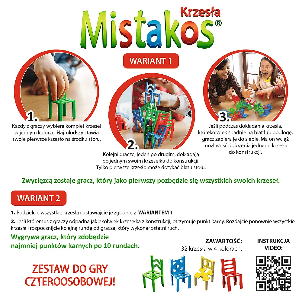 Etap układania konstrukcji z krzesełek Mistakos Trefl