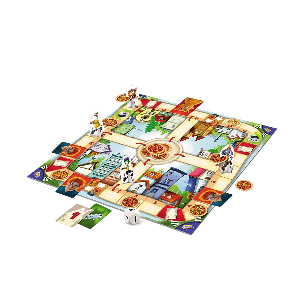 Zbliżenie na ilustracje z gry planszowej Cztery Sery Trefl