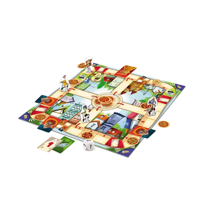 Zbliżenie na ilustracje z gry planszowej Cztery Sery Trefl